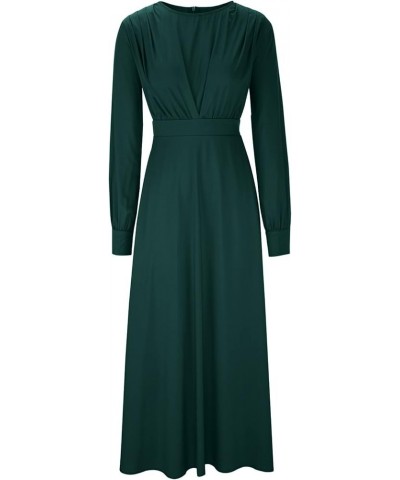 Womens Casual Maxi Dress Long Sleeve Mock Neck Robe Abaya Muslim Ramadan Dress Flowy Maxi Dress Islamic Evening Gown Ya Green...