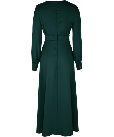 Womens Casual Maxi Dress Long Sleeve Mock Neck Robe Abaya Muslim Ramadan Dress Flowy Maxi Dress Islamic Evening Gown Ya Green...