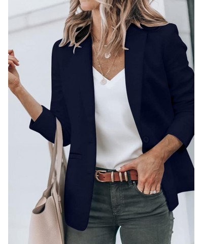 Lightweight Blazer Jackets for Women Casual Open Front Long Sleeve Lapel Pockets Office Blazers Work Suit A Navy $22.50 Blazers