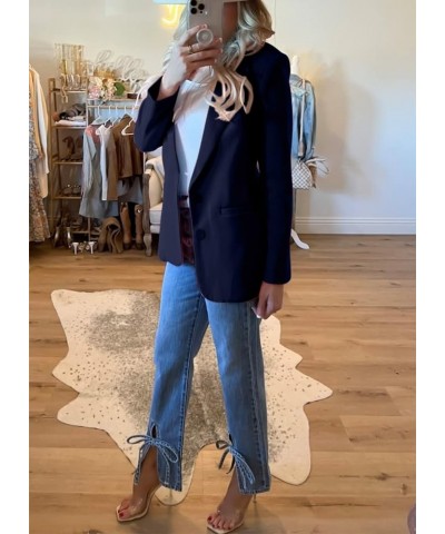 Lightweight Blazer Jackets for Women Casual Open Front Long Sleeve Lapel Pockets Office Blazers Work Suit A Navy $22.50 Blazers