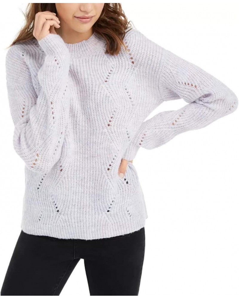 Juniors' Marled Mock-Neck Sweater - Violet Combo M $9.23 Sweaters