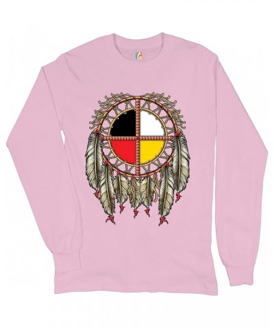 The Medicine Wheel Dreamcatcher Long Sleeve T-Shirt Native American Symbol Light Pink $14.27 T-Shirts