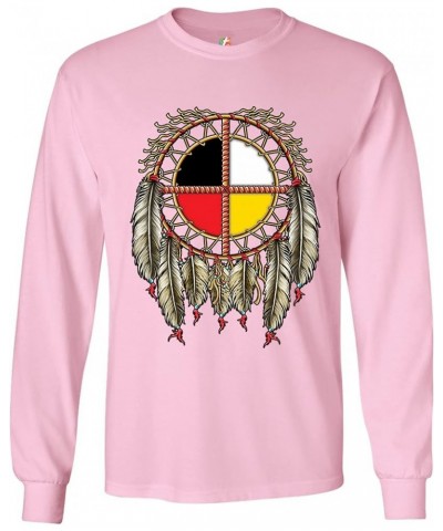 The Medicine Wheel Dreamcatcher Long Sleeve T-Shirt Native American Symbol Light Pink $14.27 T-Shirts