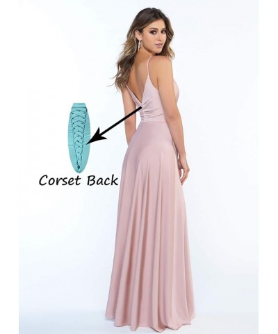 Satin Bridesmaid Dresses Long V Neck Spaghetti Strap Evening Formal Dress Aqua $28.04 Dresses