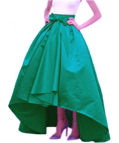 Women's Long Taffeta Bowknot Maxi Skirt A-Line High-Low Prom Party Skirts with Pockets Hunter $25.19 Skirts