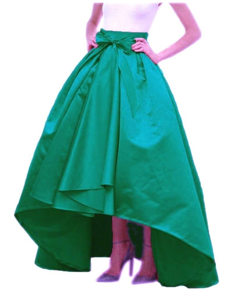 Women's Long Taffeta Bowknot Maxi Skirt A-Line High-Low Prom Party Skirts with Pockets Hunter $25.19 Skirts