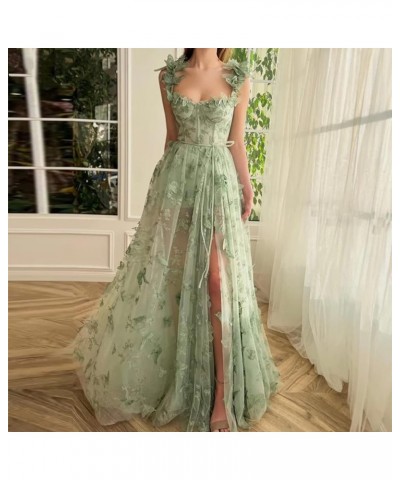 3D Butterfly Lace Appliques Prom Dresses for Women Tulle Wedding Dress Long Ball Gown Homecoming Dress Sky Blue-l $46.55 Dresses