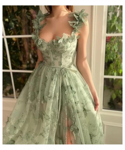 3D Butterfly Lace Appliques Prom Dresses for Women Tulle Wedding Dress Long Ball Gown Homecoming Dress Sky Blue-l $46.55 Dresses