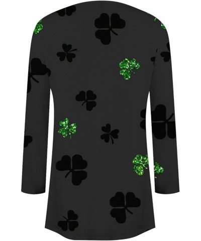 Cardigan for Women, St. Patrick's Four Leaf Clover Long Sleeve Cardigan Plus Size Open Front Lightweight Cardigans 2-dark Gra...