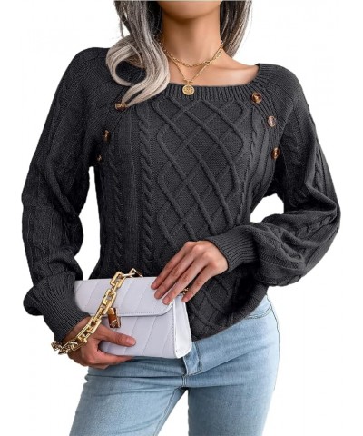 Women's Casual Leopard Print Knitted Pullover Sweaters Long Sleeve Crew Neck Jumper Tops 7-black $25.29 Sweaters