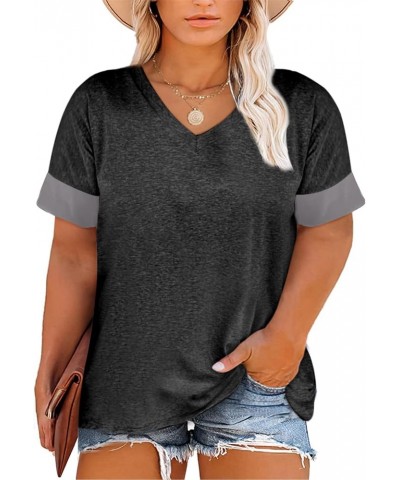 Womens Plus Size Summer Tops Short Sleeve Crew Neck Polka Dot Printed Loose Fit Blouse Shirts(1X-5X) S Black $14.99 Blouses