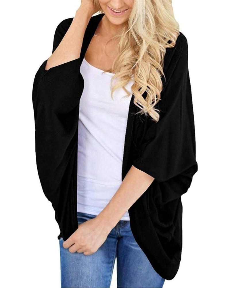 Women's Cotton Lightweight Kimono Cardigans 3/4 Batwing Sleeve Solid Colors 0black $12.29 Swimsuits