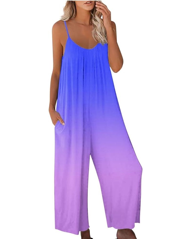 Rompers for Women Summer,Womens Jumpsuits Loose Sleeveless Pocket Jumpsuit Harem Bohemian Baggy Overalls Wide Leg Bib Overall...