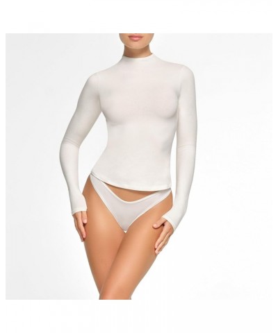 Women Long Sleeve Tight Crop Tops Solid Color Crew Neck Slim Fit Tee Shirt Basic Fitted Cropped Top Shirt G-white $6.62 T-Shirts