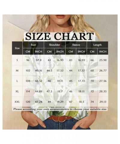 Casual Tops for Women Button Collar Three Quarter Sleeve BlousesFloral Printed 2023 Shirts 6-dark Green $3.64 Tops