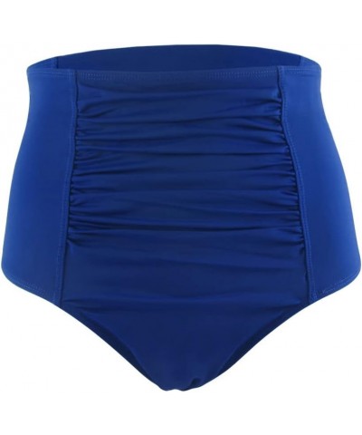 Women's High Waisted Bikini Bottom Plus Size Ruched Swim Briefs Solid Swim Bottom Swim Shorts Royal Blue $13.74 Swimsuits