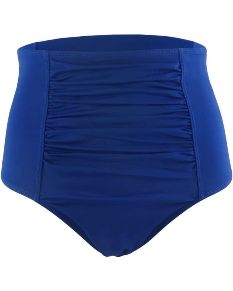 Women's High Waisted Bikini Bottom Plus Size Ruched Swim Briefs Solid Swim Bottom Swim Shorts Royal Blue $13.74 Swimsuits