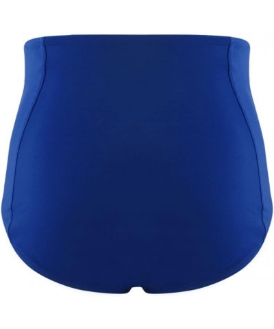 Women's High Waisted Bikini Bottom Plus Size Ruched Swim Briefs Solid Swim Bottom Swim Shorts Royal Blue $13.74 Swimsuits