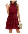 Womens Halter Dresses Summer Boho Floral Sundress 2023 Casual Sleeveless Beach Short Dress Belt-wine Red $11.74 Dresses