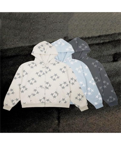 Y2k Hoodie Women Star Letter Print Zip up Loose Hoodies Oversized Goth Sweatshirt Harajuku Aesthetic Jacket White $14.19 Hood...