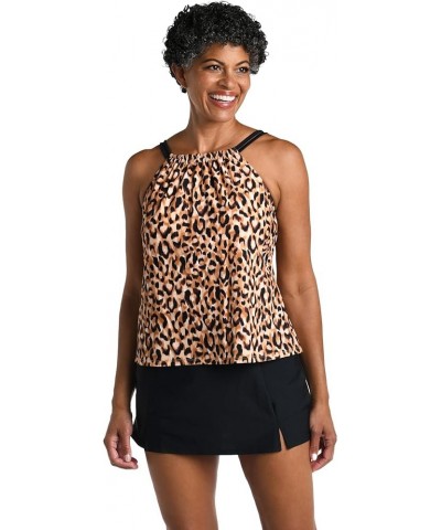 High Neck Tankini Swimsuit Top Natural//Lavish Lady Leopard $21.69 Swimsuits