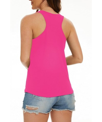 Womens Sparkly Sequin Tank Tops Sleeveless Scoop Neck Loose Fit Workout Shirts Racerback Tees Tops Shirts Hot Pink+ Silver He...