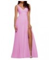 Exquisite Chiffon Formal with Side Slit for Women Long Bridesmaid Dresses Pink $32.93 Dresses