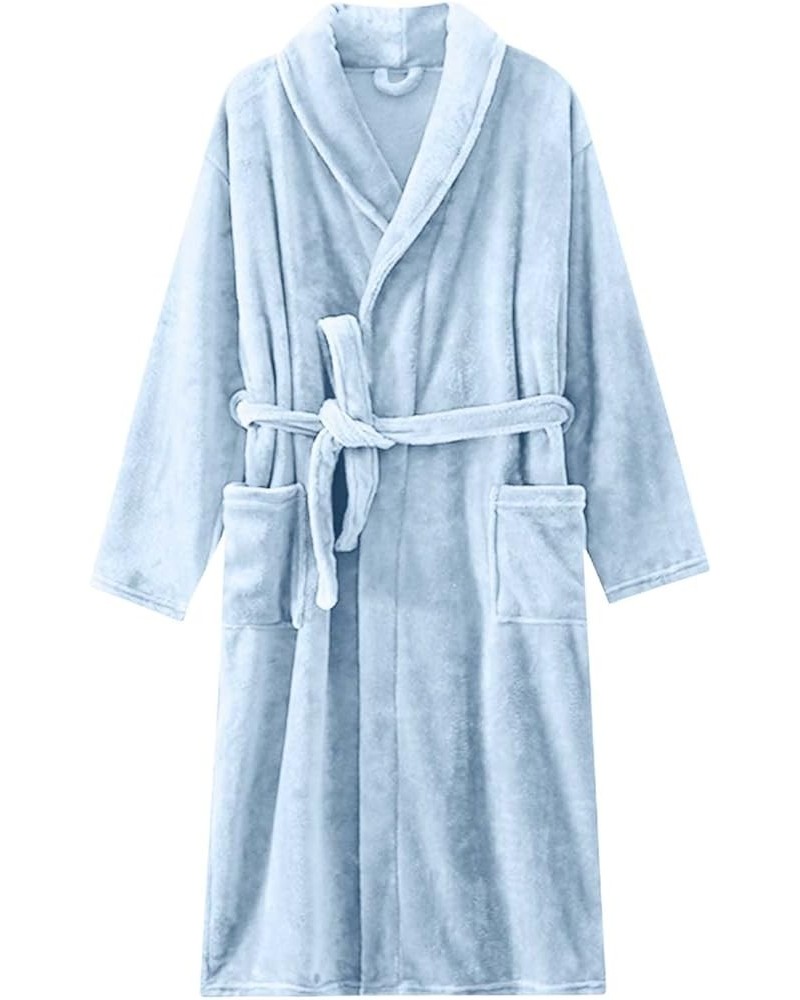 Womens Fashion Robe Pajamas 2023 Winter and Fall Warm Fleece Belted Nightgown Plush Fleece Shaggy Nightgown for Couple A0-lig...