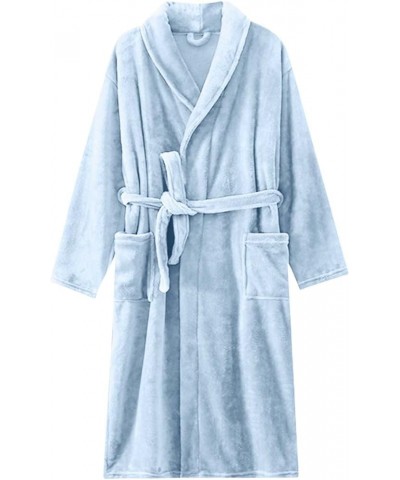 Womens Fashion Robe Pajamas 2023 Winter and Fall Warm Fleece Belted Nightgown Plush Fleece Shaggy Nightgown for Couple A0-lig...