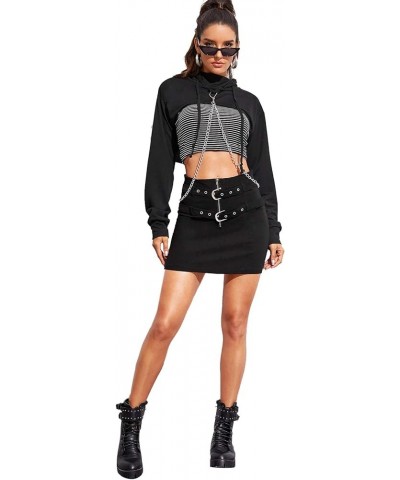 Women's Solid Black Long Sleeve Pullover Crop Top Hoodie 1-black $14.84 Hoodies & Sweatshirts