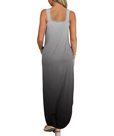 Summer Dresses for Women 2024 Vacation Crossover Halter Neck Maxi Dress Slit Side Sleeveless Loose Beach Long Sundress Multic...