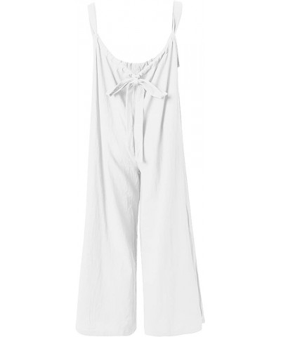 Women's Loose Fit Jumpsuit Fashion Wide Leg Baggy Bib Overalls Adjustable Spaghetti Strap Rompers with Pockets White $8.40 Ov...