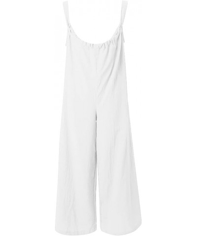 Women's Loose Fit Jumpsuit Fashion Wide Leg Baggy Bib Overalls Adjustable Spaghetti Strap Rompers with Pockets White $8.40 Ov...