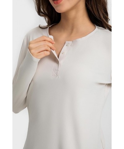 Ribbed Long Sleeve Workout Shirts for Women, Buttery Soft Running Gym Athletic Yoga Tops with Thumb Holes Cream White $11.00 ...