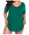 Women Plus Size V-Neck Tunic Tops Loose T Shirt with Pocket Deep Green $11.79 Tops