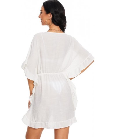 Women's Swimsuit Cover up Beach Kaftan for Bathing Suit with Floral Pattern Z-off White $13.86 Swimsuits