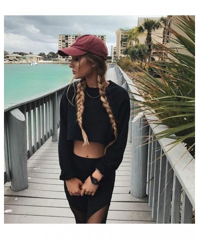 Casual Crop Sweatshirt for Women Crewneck Cropped Shirts Workout Long Sleeve Crop Tops Black $12.00 Activewear