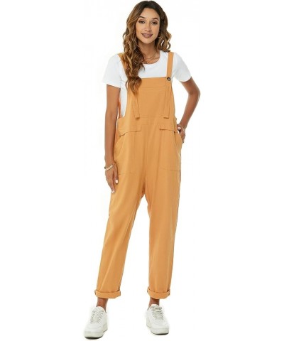 Womens Overalls Cotton Linen Overalls for Women Loose Fit Harem Wide Leg Jumpsuit with Pockets Ginger $10.25 Overalls