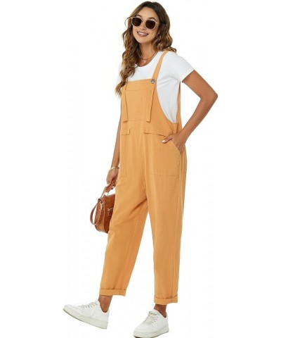 Womens Overalls Cotton Linen Overalls for Women Loose Fit Harem Wide Leg Jumpsuit with Pockets Ginger $10.25 Overalls