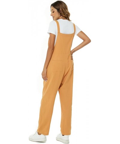 Womens Overalls Cotton Linen Overalls for Women Loose Fit Harem Wide Leg Jumpsuit with Pockets Ginger $10.25 Overalls