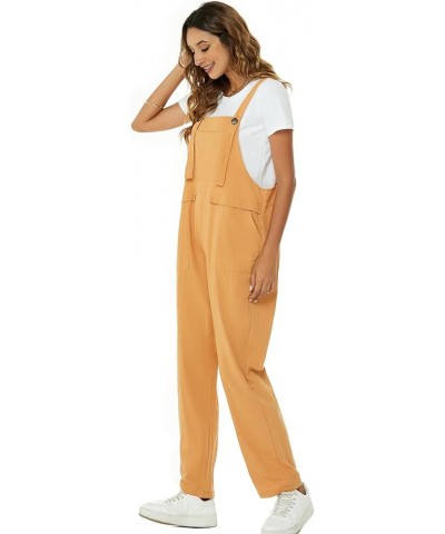 Womens Overalls Cotton Linen Overalls for Women Loose Fit Harem Wide Leg Jumpsuit with Pockets Ginger $10.25 Overalls