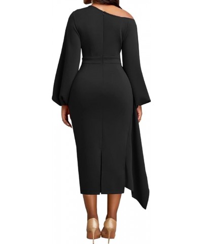 Women Church Dress Work Business Dresses Bodycon Sleeve Round Neck Pencil Dresses A-black $19.37 Dresses