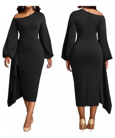 Women Church Dress Work Business Dresses Bodycon Sleeve Round Neck Pencil Dresses A-black $19.37 Dresses