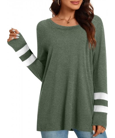 Women's Fall Long Sleeve Crewneck Tunic Tops Casual Sweatshirt for Leggings Long U Pj-dark Green $10.99 Hoodies & Sweatshirts