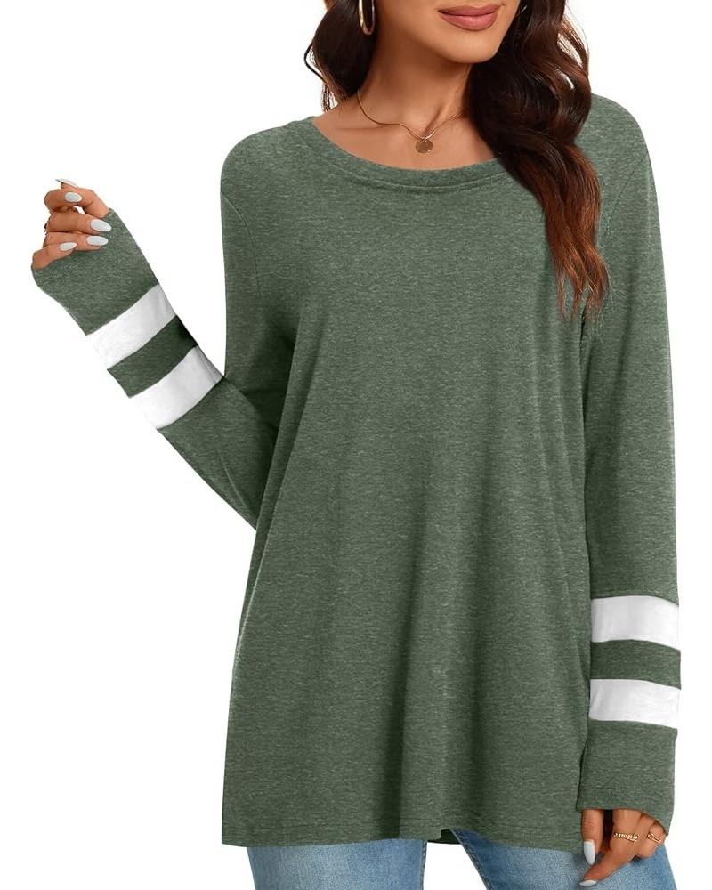 Women's Fall Long Sleeve Crewneck Tunic Tops Casual Sweatshirt for Leggings Long U Pj-dark Green $10.99 Hoodies & Sweatshirts