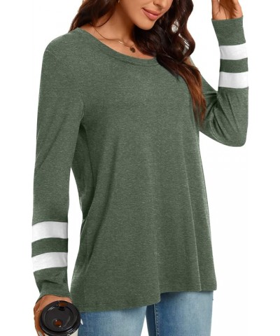 Women's Fall Long Sleeve Crewneck Tunic Tops Casual Sweatshirt for Leggings Long U Pj-dark Green $10.99 Hoodies & Sweatshirts