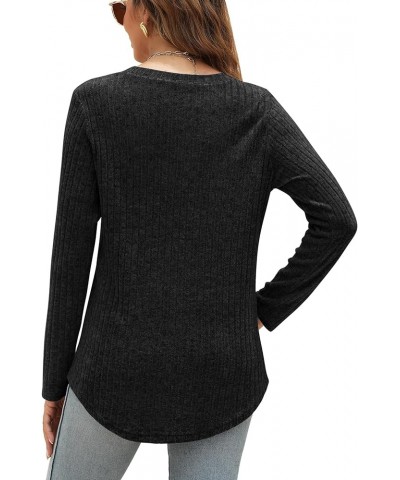 Long Sleeve Shirts for Women Lightweight Crew Neck Casual Tunic Tops V03-black $12.25 Tops