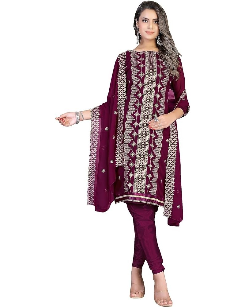 GJ Fashion Indian Style Kurta Palazzo Salwar Suit with Designer Dupatta for Girls & Women Magenta!.5 $29.27 Suits