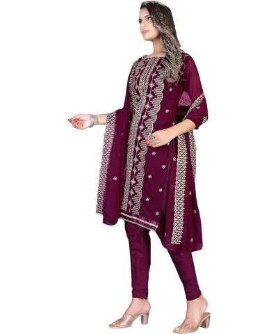 GJ Fashion Indian Style Kurta Palazzo Salwar Suit with Designer Dupatta for Girls & Women Magenta!.5 $29.27 Suits