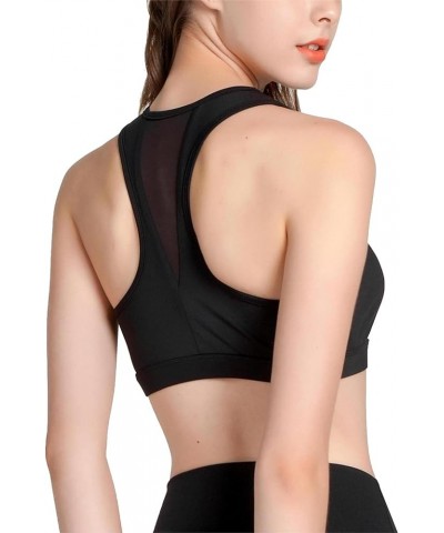 Sports Bras for Women - Mesh High-Strength Women's Sports Bra Racerback Straps, Shockproof Fitness Yoga Gather Underwear Blac...